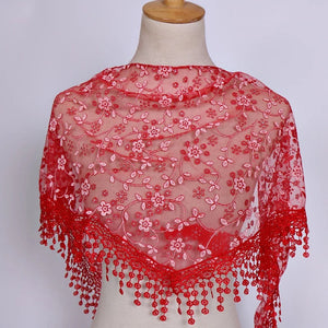 Triangle Trendy glitter Scarf/Shawl finished with lace edge (fifteen colors)