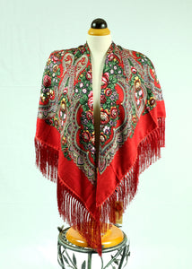 XL-Russian winter square scarf with tussle (eleven colours)