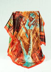 L-Abstract design satin square scarf (three colours)