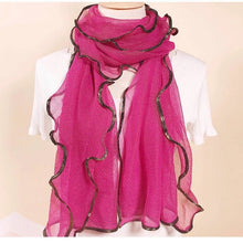 Load image into Gallery viewer, Long Trendy solid colour glitter Scarf/Shawl finished with lace edge (Nine colours)
