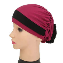 Load image into Gallery viewer, Turban/Hijab two colors with flower pattern 6-2 (eleven colors)
