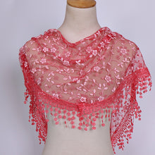 Load image into Gallery viewer, Triangle Trendy glitter Scarf/Shawl finished with lace edge (fifteen colors)
