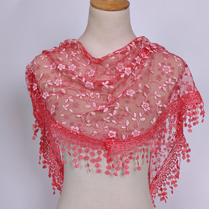 Triangle Trendy glitter Scarf/Shawl finished with lace edge (fifteen colors)