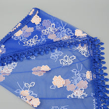 Load image into Gallery viewer, Triangle flower print lace Scarf/Shawl finished with lace edge (six colors)
