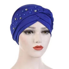 Load image into Gallery viewer, One side bead nail drill whip head cap/turbans/hijab pattern 7-3 (Four colors)
