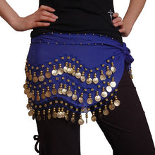 Load image into Gallery viewer, Belly dance hip scarf coin belt -128(ten colors)
