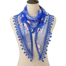 Load image into Gallery viewer, Triangle flower print lace Scarf/Shawl finished with lace edge (six colors)
