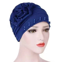 Load image into Gallery viewer, Turban/Hijab flower with pearl  (eight colors)
