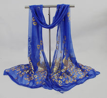 Load image into Gallery viewer, Long lace trendy peacock glitter Scarf/Shawl  (Eight colours)
