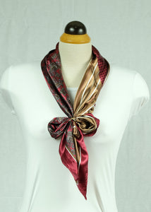 L-Abstract design satin square scarf (three colours)