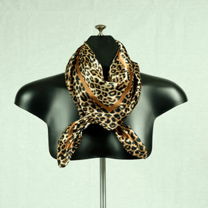 L-Animal print satin square scarf (six colours)