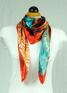 L-Abstract design satin square scarf (three colours)