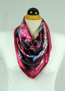 L-Abstract design satin square scarf (three colours)