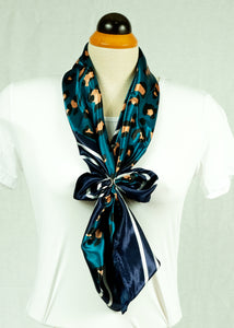 L-Animal print satin square scarf (six colours)