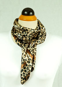 L-Animal print design satin square scarf (Four colours)