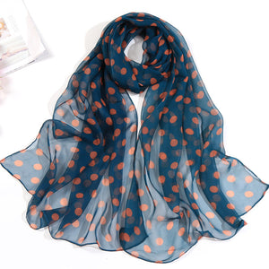 M-long Polka dots pattern georgette  scarf1(Six colours)