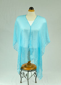 Plain silk feeling buttoned shawl (nine colours)