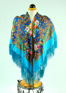 XL-Russian winter square scarf with tussle (eleven colours)