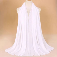 Load image into Gallery viewer, Long chiffon plain wrinkled pearl scarf/Shawl with pearl (70x180cm)  (two  colors)
