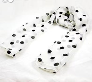 M-long Polka dots pattern silk feeling scarf 1 (two colours)