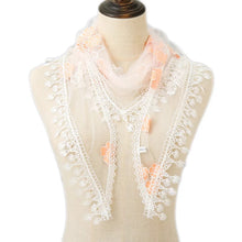 Load image into Gallery viewer, Triangle flower print lace Scarf/Shawl finished with lace edge (six colors)
