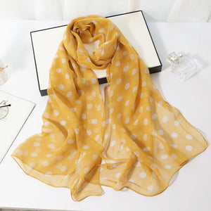 M-long Polka dots pattern georgette  scarf1(Six colours)