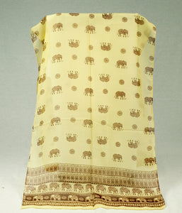 M-long elephant pattern silk feeling scarf (five colours)