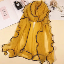 Load image into Gallery viewer, Long Trendy solid colour glitter Scarf/Shawl finished with lace edge (Nine colours)
